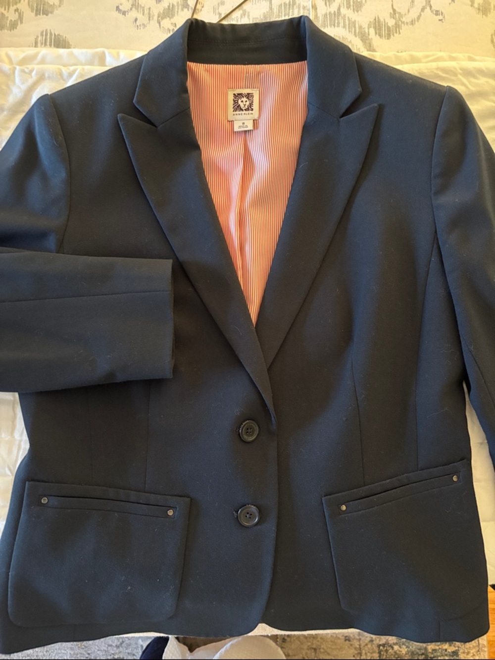 Anne Klein Navy Blazer with Pink Lining
